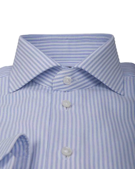 Shop BARBA  Shirt: Barba striped cotton shirt.
Italian collar.
Long sleeves.
Central buttoning.
Regular fit.
Composition: 100% Cotton.
Made in Italy.. 36080 2-B BLU RIGA 